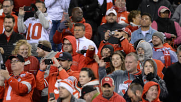 LINCOLN, NE - OCTOBER 14: Fans of the Ohio State Buckeyes take photos of the team leaving the field in the game against the Nebraska Cornhuskers at Memorial Stadium on October 14, 2017 in Lincoln, Nebraska. (Photo by Steven Branscombe/Getty Images)