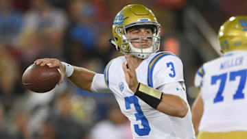 PALO ALTO, CA - SEPTEMBER 23: Josh Rosen #3 of the UCLA Bruins looks to pass against the Stanford Cardinal during the first quarter of their NCAA football game at Stanford Stadium on September 23, 2017 in Palo Alto, California. (Photo by Thearon W. Henderson/Getty Images)