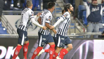 MONTERREY, MEXICO - DECEMBER 05: Rodolfo Pizarro of Monterrey celebrates with teammates after scoring his team’s first goal during the semifinal first leg match between Monterrey and Cruz Azul as part of the Torneo Apertura 2018 Liga MX at BBVA Bancomer Stadium on December 05, 2018 in Monterrey, Mexico. (Photo by Azael Rodriguez/Getty Images)