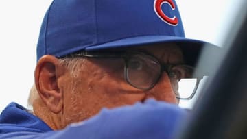 CHICAGO, ILLINOIS - JUNE 25: Manager Joe Maddon #70 of the Chicago Cubs watches as his team takes on the Atlanta Braves at Wrigley Field on June 25, 2019 in Chicago, Illinois. (Photo by Jonathan Daniel/Getty Images)