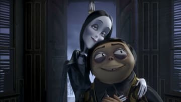 Charlize Theron as the voice of Morticia Addams (left) and Oscar Isaac as the voice of Gomez Addams (right) in THE ADDAMS FAMILY, directed by Conrad Vernon and Greg Tiernan, a Metro Goldwyn Mayer Pictures film.Credit: Metro Goldwyn Mayer Pictures© 2019 Metro-Goldwyn-Mayer Pictures Inc. All Rights Reserved.
