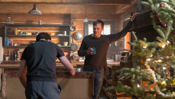 (L-R): Jack Alcott as Harrison and Michael C. Hall as Dexter in DEXTER: NEW BLOOD, “The Family Business”. Photo Credit: Seacia Pavao/SHOWTIME.