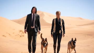 John (Keanu Reeves) and Sofia (Halle Berry) in JOHN WICK: CHAPTER 3 - PARABELLUM. Photo credit: Mark Rogers