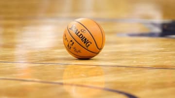 Jan 18, 2016; Charlotte, NC, USA; A ball lays on the court during a timeout in the game between the Charlotte Hornets and the Utah Jazz at Time Warner Cable Arena. The Hornets defeated the Jazz in two overtimes 124-119. Mandatory Credit: Jeremy Brevard-USA TODAY Sports