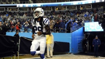 Nov 2, 2015; Charlotte, NC, USA; Indianapolis Colts safety Mike Adams (28) takes to the field before the game against the Carolina Panthers at Bank of America Stadium. Mandatory Credit: Sam Sharpe-USA TODAY Sports