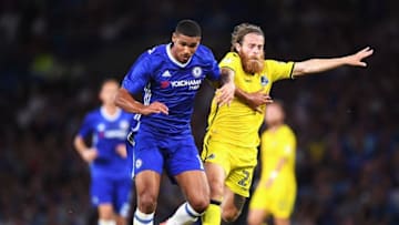 LONDON, ENGLAND - AUGUST 23: Ruben Loftus-Cheek of Chelsea is challenged by Stuart Sinclair of Bristol Rovers during the EFL Cup second round match between Chelsea and Bristol Rovers at Stamford Bridge on August 23, 2016 in London, England. (Photo by Darren Walsh/Chelsea FC via Getty Images)