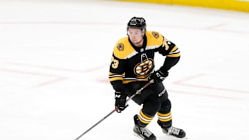 BOSTON, MA - MAY 12: Boston Bruins right defenseman Charlie McAvoy (73) during Game 2 of the Stanley Cup Playoffs Eastern Conference Finals between the Boston Bruins and the Carolina Hurricanes on May 12, 2019, at TD Garden in Boston, Massachusetts. (Photo by Fred Kfoury III/Icon Sportswire via Getty Images)