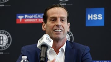 May 16, 2016; Brooklyn, NY, USA; Brooklyn Nets new head coach Kenny Atkinson during press conference at HSS Training Center. Mandatory Credit: Noah K. Murray-USA TODAY Sports