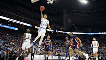 KANSAS CITY, MISSOURI - MARCH 29: Cameron Johnson #13 of the North Carolina Tar Heels drives to the basket against the Auburn Tigers during the 2019 NCAA Basketball Tournament Midwest Regional at Sprint Center on March 29, 2019 in Kansas City, Missouri. (Photo by Christian Petersen/Getty Images)