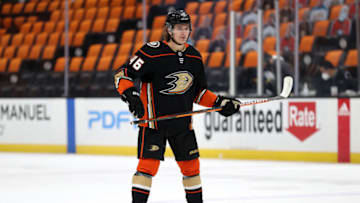 Trevor Zegras #46 of the Anaheim Ducks (Photo by Sean M. Haffey/Getty Images)