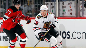 Alex DeBrincat #12 of the Chicago Blackhawks. (Photo by Bruce Bennett/Getty Images)