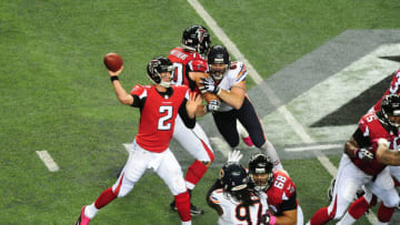 ATLANTA, GA - OCTOBER 12: Matt Ryan #2 of the Atlanta Falcons passes against the Chicago Bears at the Georgia Dome on October 12, 2014 in Atlanta, Georgia. (Photo by Scott Cunningham/Getty Images)