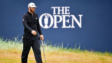 CARNOUSTIE, SCOTLAND - JULY 20: Dustin Johnson of the United States reacts to a putt on the 18th green during the second round of the 147th Open Championship at Carnoustie Golf Club on July 20, 2018 in Carnoustie, Scotland. (Photo by Stuart Franklin/Getty Images)