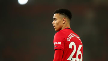 MANCHESTER, ENGLAND - JANUARY 22: Mason Greenwood of Manchester United during the Premier League match between Manchester United and Burnley FC at Old Trafford on January 22, 2020 in Manchester, United Kingdom. (Photo by Robbie Jay Barratt - AMA/Getty Images)