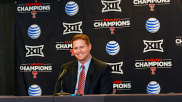 LUBBOCK, TX - JANUARY 16: Texas Tech Athletic Director Kirby Hocutt answers questions from the media after being named the chairman of the College Football Playoff Selection Committee on January 16, 2016 at United Supermarkets Arena in Lubbock, Texas. (Photo by John Weast/Getty Images)