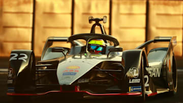 MEXICO CITY, MEXICO - FEBRUARY 16: Oliver Rowland of Great Britain drives the Nissan e.dams (Photo by Hector Vivas/Getty Images)
