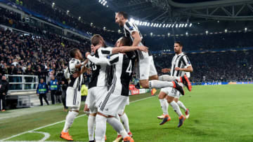 Gonzalo Higuain of Juventus celebrates scoring first goal during the UEFA Champions League Round of 16 match between Juventus and Tottenham Hotspur at the Juventus Stadium, Turin, Italy on 13 February 2018. (Photo by Giuseppe Maffia/NurPhoto via Getty Images)