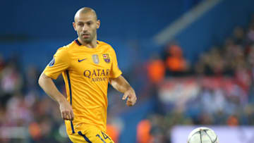 MADRID, SPAIN - APRIL 13: Javier Mascherano of Barcelona in action during the UEFA Champions League quarter final second leg match between Atletico Madrid and FC Barcelona at Vicente Calderon stadium on April 13, 2016 in Madrid, Spain. (Photo by Jean Catuffe/Getty Images)