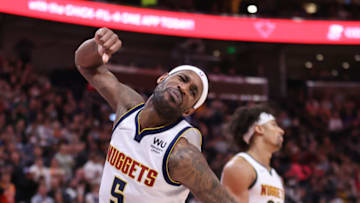 Denver Nuggets forward Will Barton (5) reacts to a play in the fourth quarter against the Utah Jazz at Vivint Arena on 2 Feb. 2022. (Rob Gray-USA TODAY Sports)