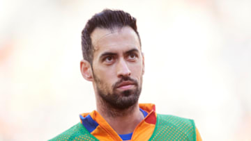 VALENCIA, SPAIN - FEBRUARY 20: Sergio Busquets of FC Barcelona looks on during the LaLiga Santander match between Valencia CF and FC Barcelona at Estadio Mestalla on February 20, 2022 in Valencia, Spain. (Photo by Aitor Alcalde Colomer/Getty Images)