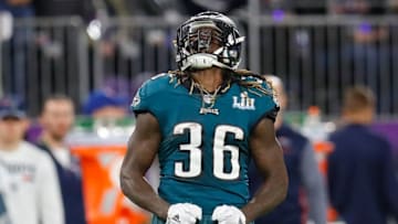 MINNEAPOLIS, MN - FEBRUARY 04: Jay Ajayi #36 of the Philadelphia Eagles celebrates the play during the second quarter against the New England Patriots in Super Bowl LII at U.S. Bank Stadium on February 4, 2018 in Minneapolis, Minnesota. (Photo by Kevin C. Cox/Getty Images)