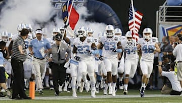 Dec 29, 2015; Orlando, FL, USA; The North Carolina Tar Heels are introduced before the first quarter of the Russell Athletic Bowl against the Baylor Bears at Florida Citrus Bowl. Mandatory Credit: Reinhold Matay-USA TODAY Sports