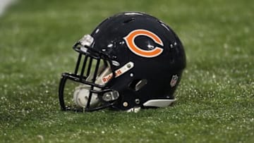 Dec 9, 2012; Minneapolis, MN, USA; Chicago Bears helmet against the Minnesota Vikings at the Metrodome. The Vikings defeated the Bears 21-14. Mandatory Credit: Brace Hemmelgarn-USA TODAY Sports