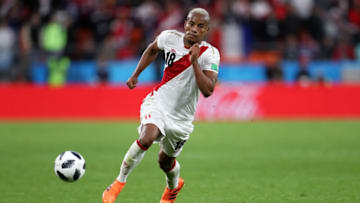 YEKATERINBURG, RUSSIA - JUNE 21: Andre Carrillo of Peru during the 2018 FIFA World Cup Russia group C match between France and Peru at Ekaterinburg Arena on June 21, 2018 in Yekaterinburg, Russia. (Photo by Catherine Ivill/Getty Images)