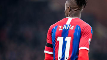 LONDON, ENGLAND - NOVEMBER 03: Wilfried Zaha of Crystal Palace reacts during the Premier League match between Crystal Palace and Leicester City at Selhurst Park on November 3, 2019 in London, United Kingdom. (Photo by Sebastian Frej/MB Media/Getty Images)