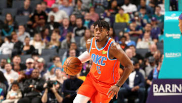 DECEMBER 27: Luguentz Dort #5 of the OKC Thunder handles the ball during a game against the Charlotte Hornets (Photo by Kent Smith/NBAE via Getty Images)