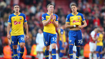 LONDON, ENGLAND - FEBRUARY 24: Matt Targett of Southampton acknowledges the fans following the Premier League match between Arsenal FC and Southampton FC at Emirates Stadium on February 24, 2019 in London, United Kingdom. (Photo by Catherine Ivill/Getty Images)