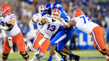 LEXINGTON, KENTUCKY - SEPTEMBER 14: Feleipe Franks #13 of the Florida Gators runs with the ball against the Kentucky Wildcats at Commonwealth Stadium on September 14, 2019 in Lexington, Kentucky. (Photo by Andy Lyons/Getty Images)