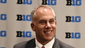 Jul 26, 2016; Chicago, IL, USA; Maryland Terrapins head coach D. J. Durkin addresses the media during the Big Ten football media day at the Hyatt Regency. Mandatory Credit: David Banks-USA TODAY Sports