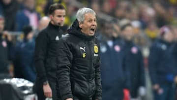24 November 2018, Rhineland-Palatinate, Mainz: Soccer: Bundesliga, FSV Mainz 05 - Borussia Dortmund, 12th matchday, Opel Arena in Mainz: Dortmund coach Lucien Favre. Photo: Torsten Silz/dpa - IMPORTANT NOTE: In accordance with the requirements of the DFL Deutsche Fußball Liga or the DFB Deutscher Fußball-Bund, it is prohibited to use or have used photographs taken in the stadium and/or the match in the form of sequence images and/or video-like photo sequences. (Photo by Torsten Silz/picture alliance via Getty Images)