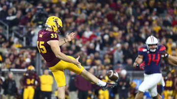 Nov 30, 2019; Tempe, AZ, USA; Arizona State Sun Devils punter Michael Turk (35) against the Arizona Wildcats during the Territorial Cup at Sun Devil Stadium. Mandatory Credit: Mark J. Rebilas-USA TODAY Sports