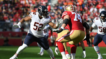 SANTA CLARA, CA - DECEMBER 23: Khalil Mack #52 of the Chicago Bears rushes the quarterback against the San Francisco 49ers during their NFL game at Levi's Stadium on December 23, 2018 in Santa Clara, California. (Photo by Robert Reiners/Getty Images)