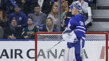 TORONTO, ON - MARCH 14: Toronto Maple Leafs goaltender Frederik Andersen (31) after giving up the 1st goal. Toronto Maple Leafs VS Dallas Stars during 1st period action in NHL regular season play at the Air Canada Centre. Toronto Star/Rick Madonik (Rick Madonik/Toronto Star via Getty Images)