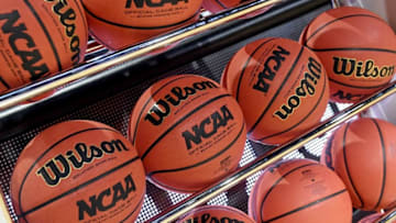 LAS VEGAS, NV - MARCH 06: Basketballs are shown in a ball rack before a semifinal game of the West Coast Conference Basketball Tournament between the Santa Clara Broncos and the Gonzaga Bulldogs at the Orleans Arena on March 6, 2017 in Las Vegas, Nevada. Gonzaga won 77-68. (Photo by Ethan Miller/Getty Images)