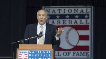 Jul 26, 2014; Cooperstown, NY, USA; Eric Nadel speaks after receiving the Ford C. Frick Award at National Baseball Hall of Fame. Mandatory Credit: Gregory J. Fisher-USA TODAY Sports