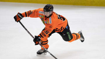 GRAZ, AUSTRIA - NOVEMBER 27: Olle Alsing of Graz during the Bet-at-home Ice Hockey League match between Moser Medical Graz99ers and EC-KAC at Merkur Eisstadion on November 27, 2020 in Graz, Austria. (Photo by Markus Tobisch/SEPA.Media /Getty Images)