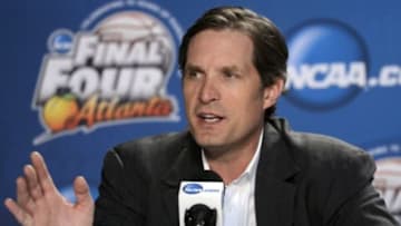 Apr 5, 2013; Atlanta, GA, USA; NCAA basketball former player Christian Laettner speaks during the 75 years of March madness press conference in preparation for the Final Four of the 2013 NCAA basketball tournament at the Georgia Dome. Mandatory Credit: Richard Mackson-USA TODAY Sports