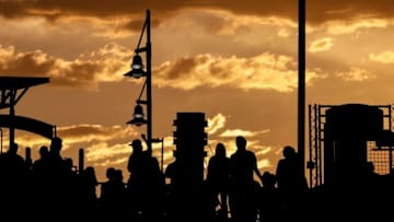 Jul 9, 2016; Denver, CO, USA; The sun sets as fans watch in the sixth inning of the game between the Colorado Rockies and the Philadelphia Phillies at Coors Field. Mandatory Credit: Isaiah J. Downing-USA TODAY Sports