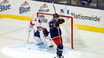 COLUMBUS, OH - JANUARY 07: Columbus Blue Jackets left wing Artemi Panarin (9) reacts after scoring a goal during a shootout in a game between the Columbus Blue Jackets and the Florida Panthers on January 07, 2018 at Nationwide Arena in Columbus, OH. Blue Jackets defeated the Panthers 3-2 in a shootout. (Photo by Adam Lacy/Icon Sportswire via Getty Images)