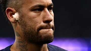 Paris Saint-Germain's Brazilian forward Neymar grimaces during the French Cup round of 32 football match between Paris Saint-Germain (PSG) and Strasbourg (RCS) at the Parc des Princes stadium in Paris on January 23, 2019. (Photo by FRANCK FIFE / AFP) (Photo credit should read FRANCK FIFE/AFP/Getty Images)