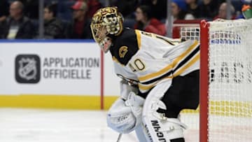 Oct 4, 2016; Quebec City, Quebec, CAN; Boston Bruins goalie Tuukka Rask (40) during the second period of a preseason hockey game against the Montreal Canadiens at Centre Videotron. Mandatory Credit: Eric Bolte-USA TODAY Sports
