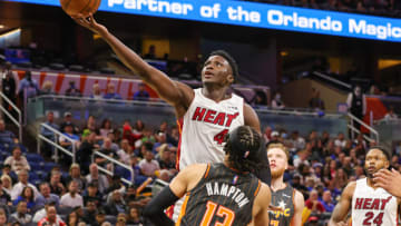Miami Heat guard Victor Oladipo (4) goes to the basket against Orlando Magic guard R.J. Hampton (13) during the second quarter( Mike Watters-USA TODAY Sports)