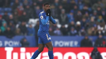 LEICESTER, ENGLAND - MARCH 03: Kelechi Iheanacho of Leicester City reacts during the Premier League match between Leicester City and AFC Bournemouth at The King Power Stadium on March 3, 2018 in Leicester, England. (Photo by Catherine Ivill/Getty Images)