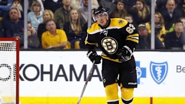 Mar 24, 2016; Boston, MA, USA; Boston Bruins left wing Brad Marchand (63) limps off the ice after being injured against the Florida Panthers during the first period at TD Garden. Mandatory Credit: Winslow Townson-USA TODAY Sports