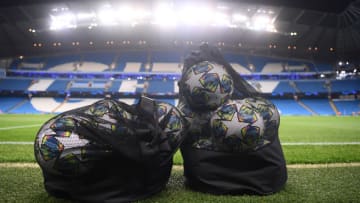 MANCHESTER, ENGLAND - NOVEMBER 26: Match balls are seen prior to the UEFA Champions League group C match between Manchester City and Shakhtar Donetsk at Etihad Stadium on November 26, 2019 in Manchester, United Kingdom. (Photo by Laurence Griffiths/Getty Images)