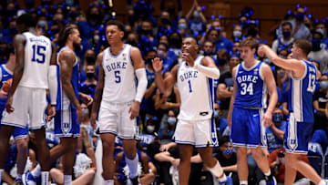 Duke basketball freshmen Paolo Banchero and Trevor Keels (Photo by Lance King/Getty Images)
